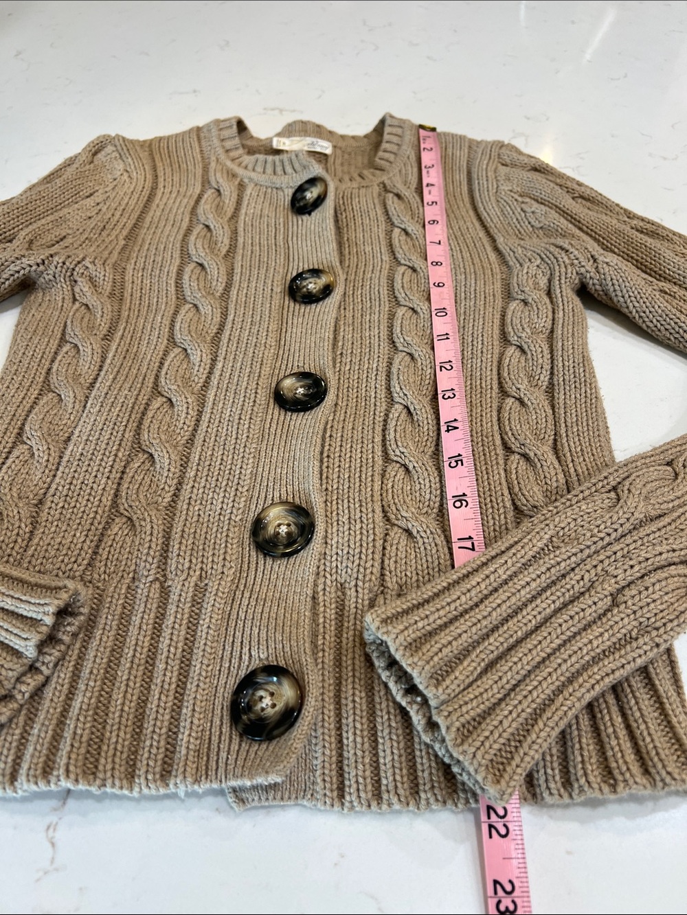 Old Navy Cable Knit Button Front Cardigan Sweater Tan M - Picture 7 of 7